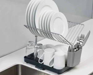 Dish Racks & Drainers-Joseph Joseph Y-Rack™ 2-tier Dish Rack Gray